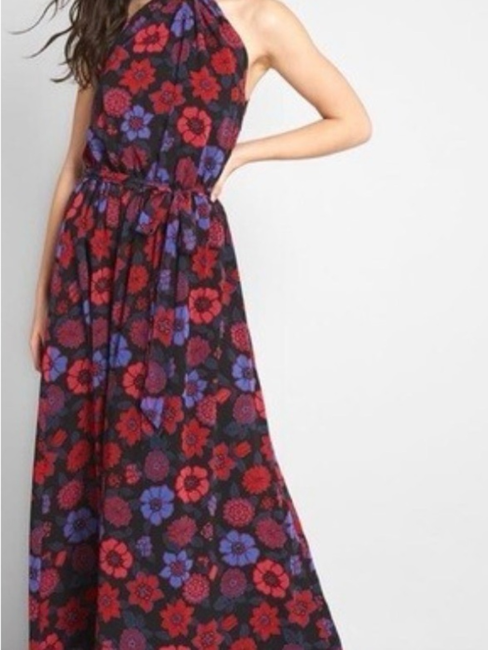 ModCloth Halter Floral Maxi Dress in Red & Purple